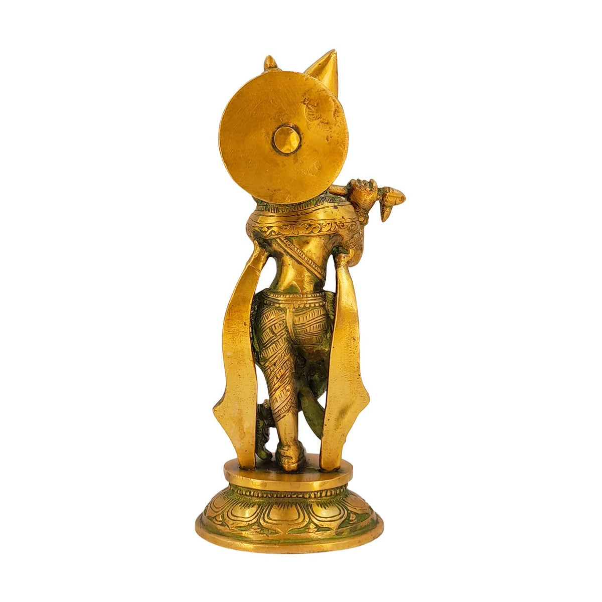 SVARUP Brass Krishna Bhagwan Idol in Multicolor Height 9 Inch