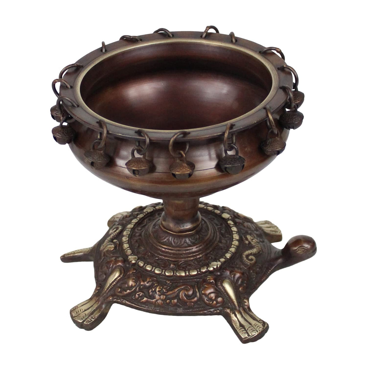 ARTVARKO™ Brass Urli Ethnic Traditional Tortoise Urli Decorative Bowl for Flowers Floating Candles Home Office Decor Diwali Gift 8 Inch