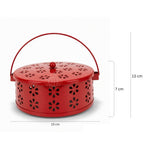 DSH Metal Mosquito Coil Holder with Lid & Handle Ash Catcher Stand for Mosquito Coil Indoor Outdoor Safe Use (Red)