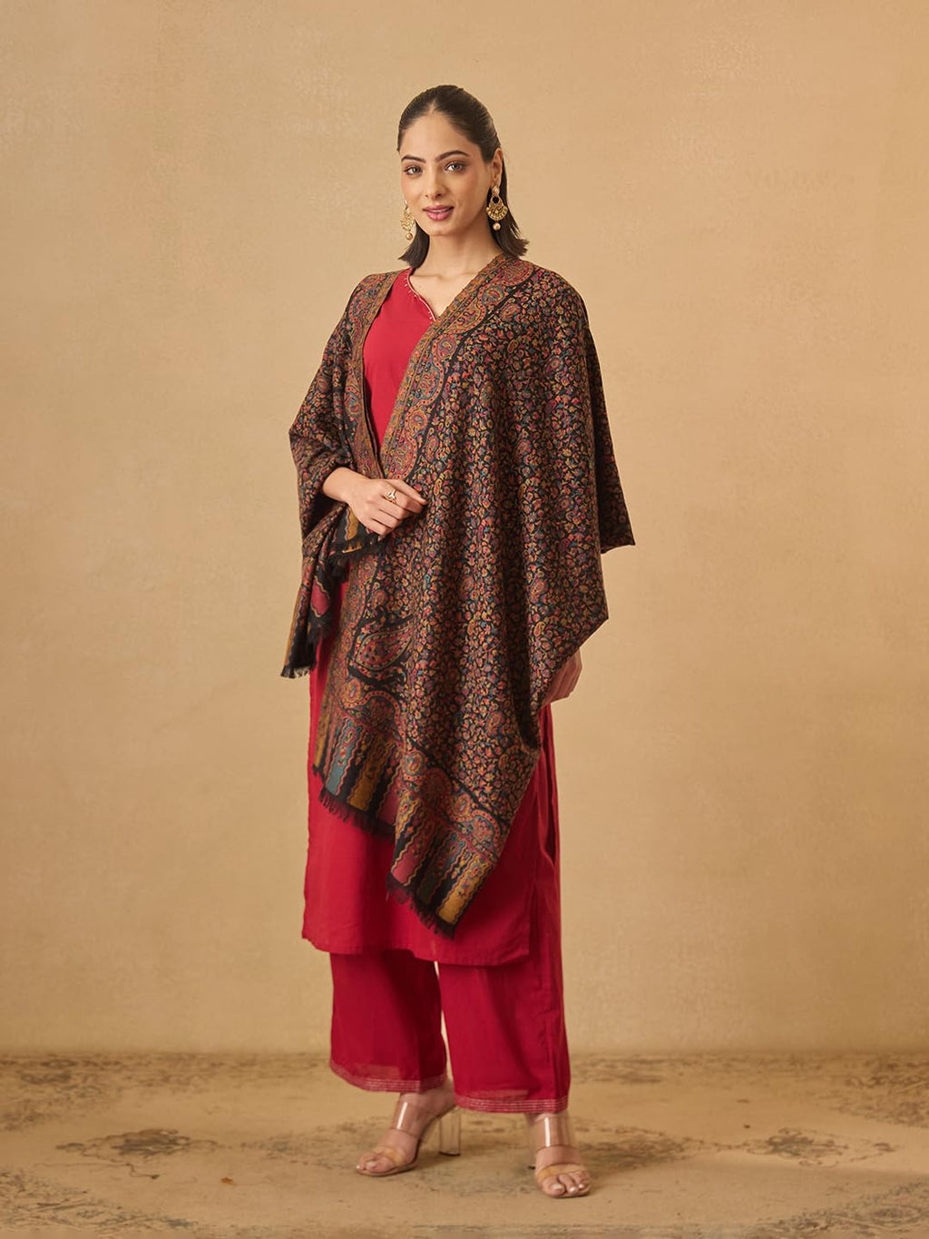 Pashmoda Women Mehak Kaani Wool Blend Kashmiri Shawl (Size: 40x80in, 101x203cm) RSS42