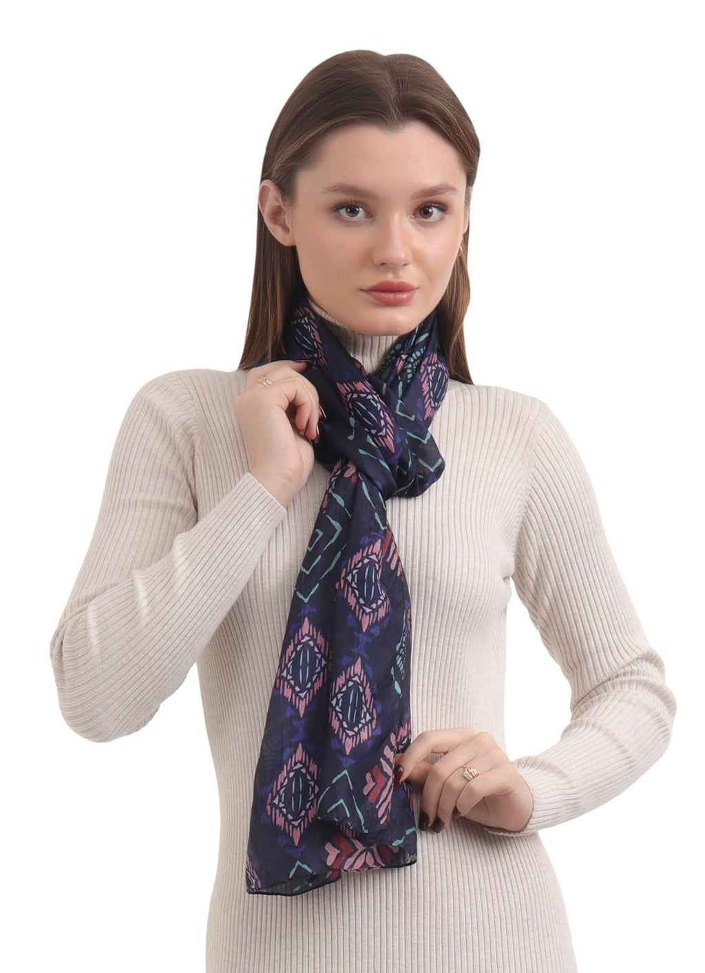 EH 100% Pure Mulberry Silk Scarf for Women, head scarf, neck scarf, hair scarf, digital printed long (22 X 72) (MC 20)