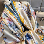 SWANKY Silk Stoles For Women Stylish Latest, Scarf for ladies & Girls, Head Neck Scarves, duppatta for girls (Cream With Yellow Flower)