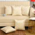 Stuffique Velvet Foil Cushion Covers 24 inch x 24 inch Set of 5, Cream