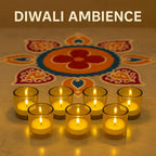 Pure Source India Votive Glass– Pack of 6 | Decorative Tealight Holders with One Tea Light Candles for Home Décor, Diwali Decoration, Weeding Decor & Festive Lighting (Yellow)
