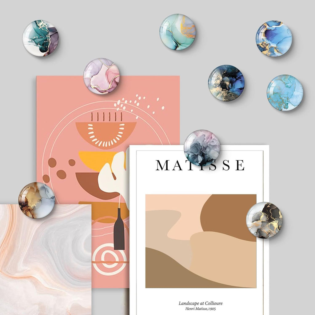 OLAFUR12-Pcs Marble Fridge Crystal Magnet Tree Set - Elegant Decorative Magnets for Refrigerator, Whiteboard, Locker, Cabinets, Office & Classroom (Crystal Magnet - Marble)
