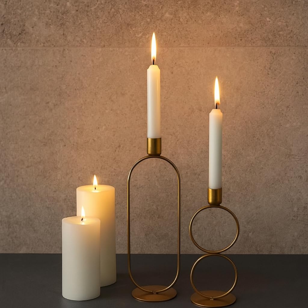 CraftVatika Taper Candle Holder Stand Set of 2, Festive Decor, Home Decoration Items for Living Room, Christmas Decorations, Return Gifts for Housewarming Gifts Wedding Gifts Festival Decorations