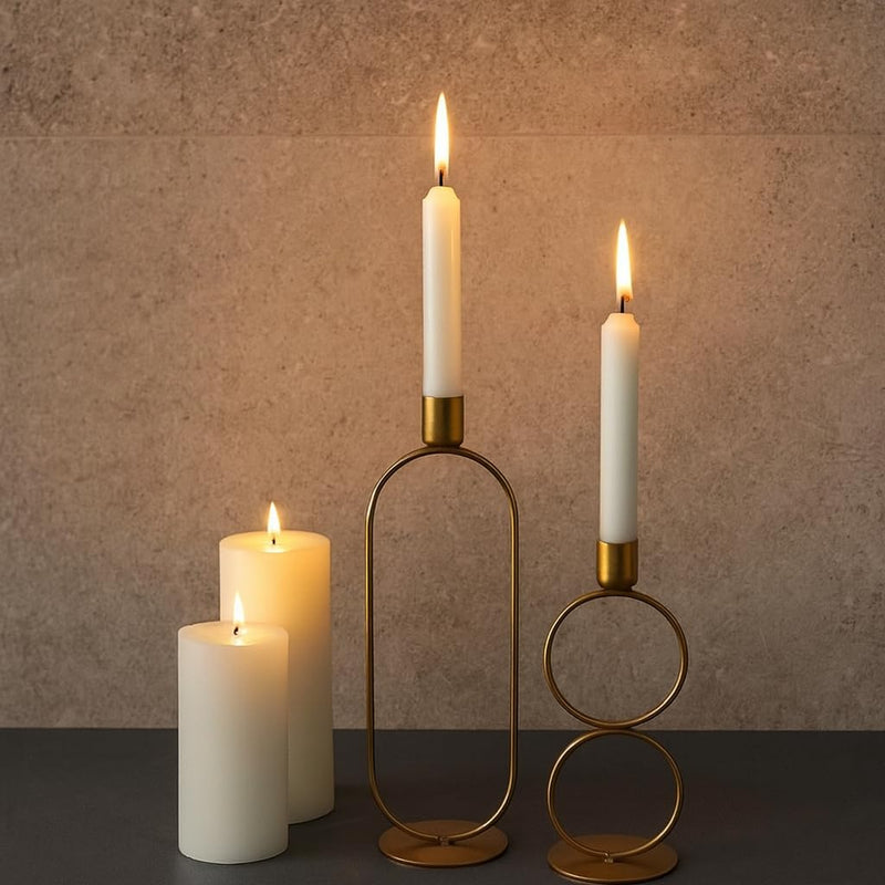 CraftVatika Taper Candle Holder Stand Set of 2, Festive Decor, Home Decoration Items for Living Room, Christmas Decorations, Return Gifts for Housewarming Gifts Wedding Gifts Festival Decorations