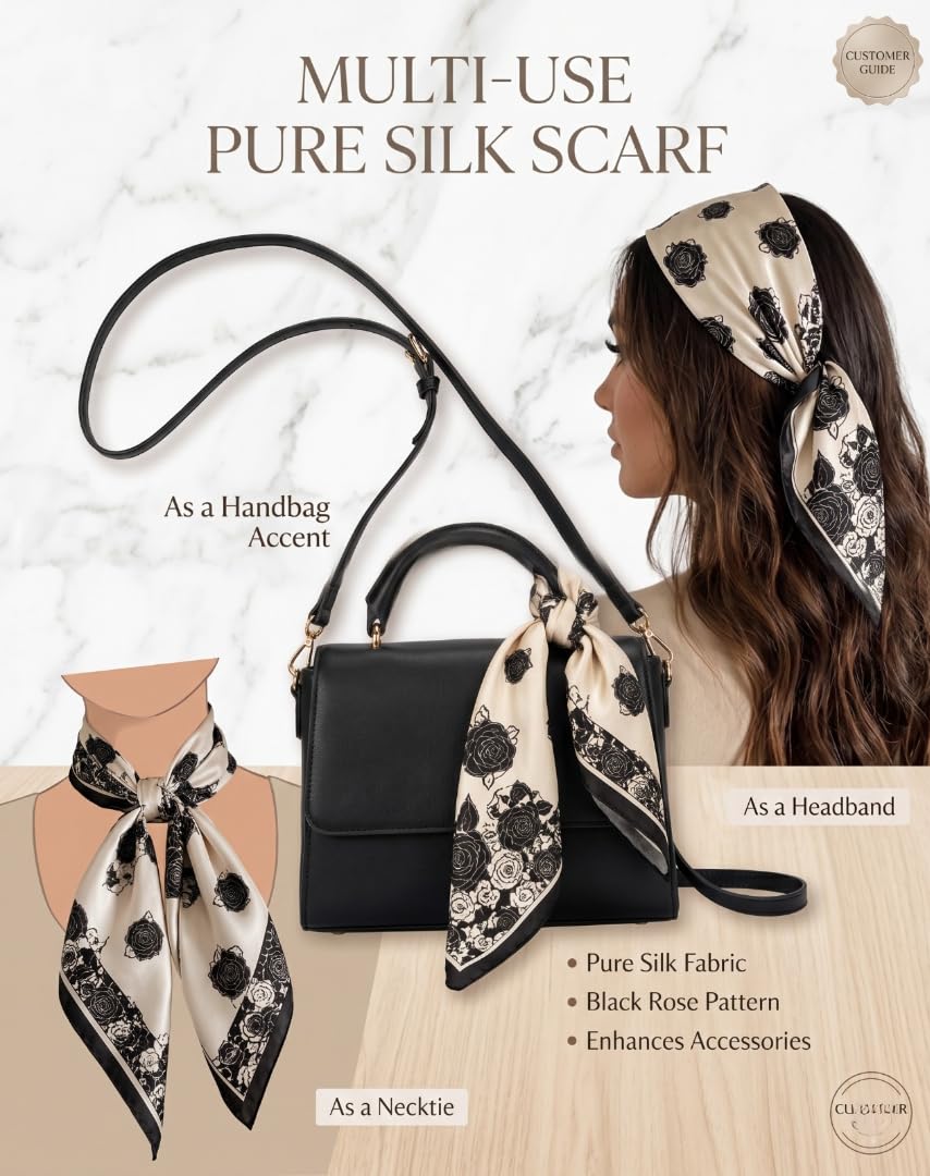 Wirkqeez Silk Head Scarf for Women – Luxury Satin Silk Hair Scarf, Soft Bandana Wrap for Sleeping, Hair Protection & Styling (Multicolor_01)