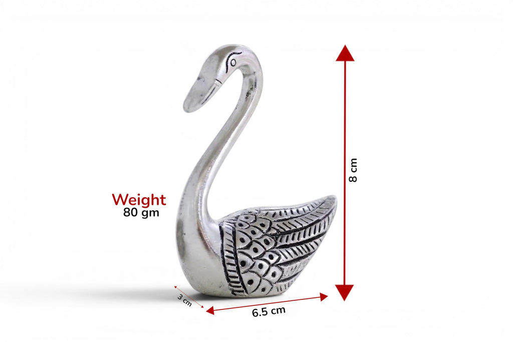 KridayKraft Handcrafted Silver Finish Metal Swan Pair in Premium Red Velvet Gift Box | Decorative Love Birds Showpiece for Anniversary, Wedding, Birthday, and Valentine's Day.