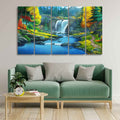 VIBECRAFTS Beautiful Scenery of Waterfall in Forest Canvas Wall Painting Set of Five For Home|Office|Living Room|Gift (PTVC5Pcs4_8662)