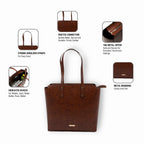 The Gusto Beyond+ Croco - Premium Vegan Leather Tote Bag for Women, Big Size | Stylish Handbag for women with Zip Closure | Fit for Office Bag, College, Travel Use | Handcrafted in India (Tan)
