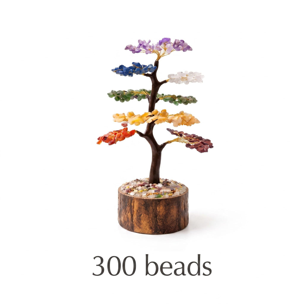 7 Chakra Crystal Tree with 300 Beads for Home Decor & Healing, Handmade Gemstone Bonsai Tree for Positive Energy, Chakra Balancing & Spiritual Gift, Tree for Good Luck (300 Beads)