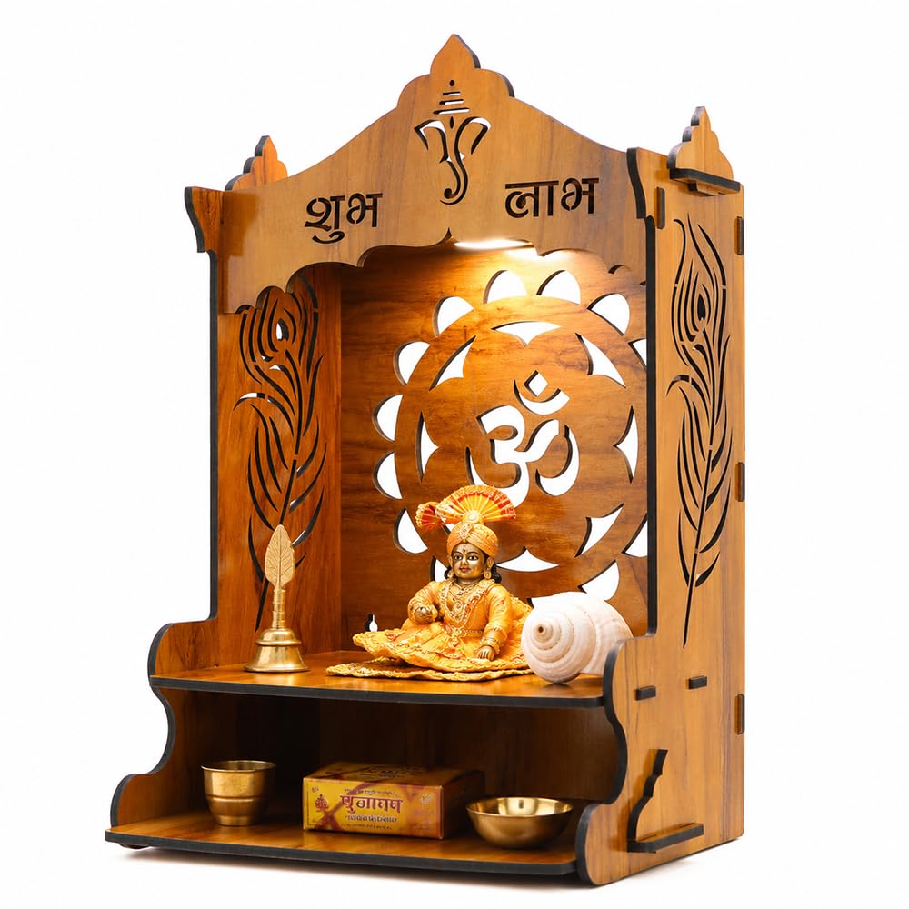 Sehaz Artworks OM Lotus Puja Mandir for Home Big Size|Pooja Mandir-42x23 CM