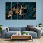 VIBECRAFTS Beautiful Lilies Flowers 5 Pieces Canvas Wall Painting For Home | Office | Living Room | Gift (PTVC5Pcs4_8547)
