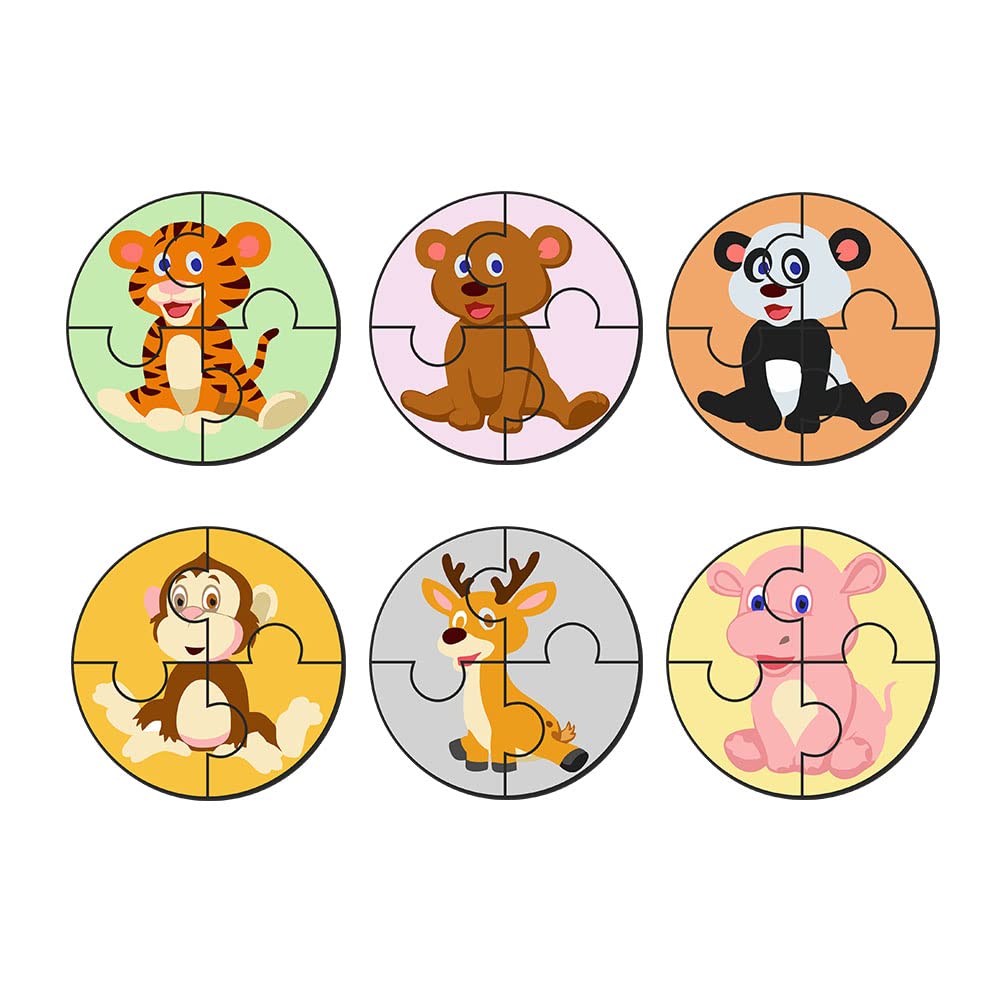 Artvibes Cute Animals Premium Wooden Puzzles for Kids | Jigsaw Puzzles for Kids Age 2-5 | 4 Piece Puzzles | Toddlers Wooden Puzzle (PZ_601N), Set of 6