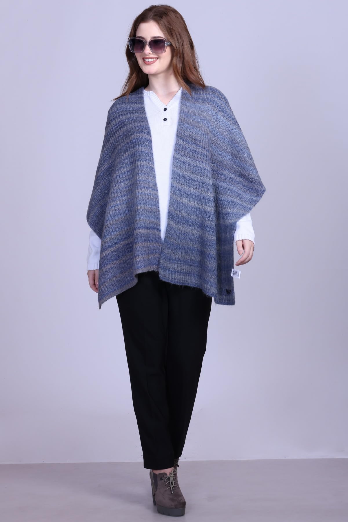 513 Women's Acrylic Woolen Tie & Dye Texture Self Design Casual Warm Winter Wear Muffler Scarf Stole Blue