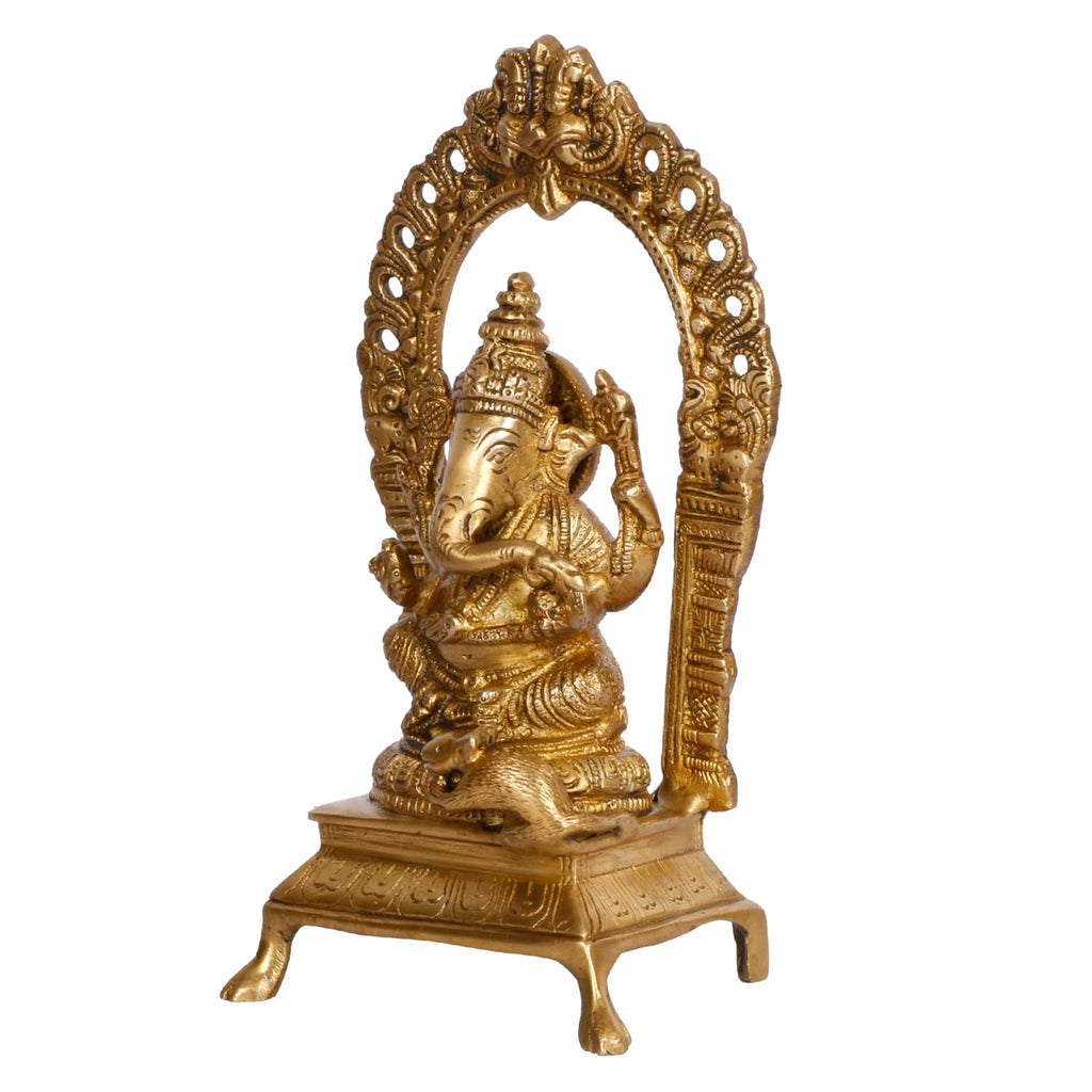 ARTVARKO Brass Ganesha Bhagwan Idol Ganesha Statue Ganpati Murti for Puja Home Entrance Decor Gift Height 8 Inch