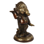 ARTVARKO Antique Copper Gold Brass Ganesha God Idols Statue Showpieces Figurines for Luck, Wealth, Prosperity, Longevity, Positive Energy Height 10 Inches.