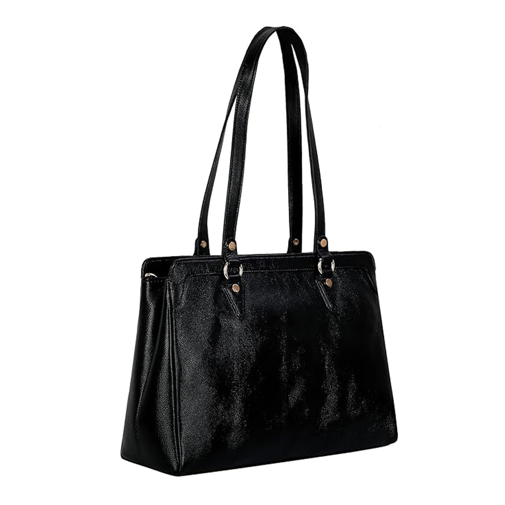 RICHSIGN LEATHER ACCESSORIES Full Grain Natural Leather Top Handle Satchel Tote Handbags & Shoulder Bags For Women Office (Dimension- L-13 X H-10 x W- 4 Inch | Weight- 0.7 KG / 700 GR (BLACK)