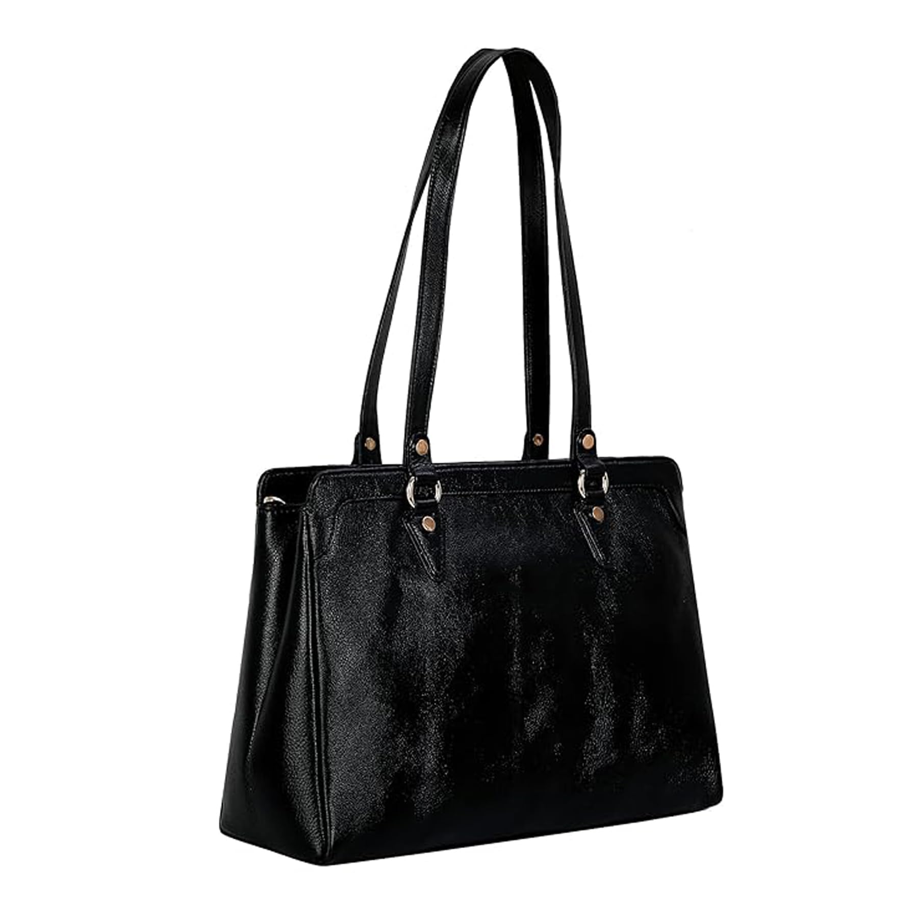 RICHSIGN LEATHER ACCESSORIES Full Grain Natural Leather Top Handle Satchel Tote Handbags & Shoulder Bags For Women Office (Dimension- L-13 X H-10 x W- 4 Inch | Weight- 0.7 KG / 700 GR (BLACK)