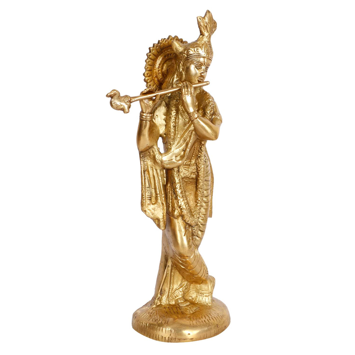 ARTVARKO Brass Statue Murti of Lord Krishna Idol Playing Flute for Home Décor Living Room Pooja Item Temple Mandir Gallery 10 Inch