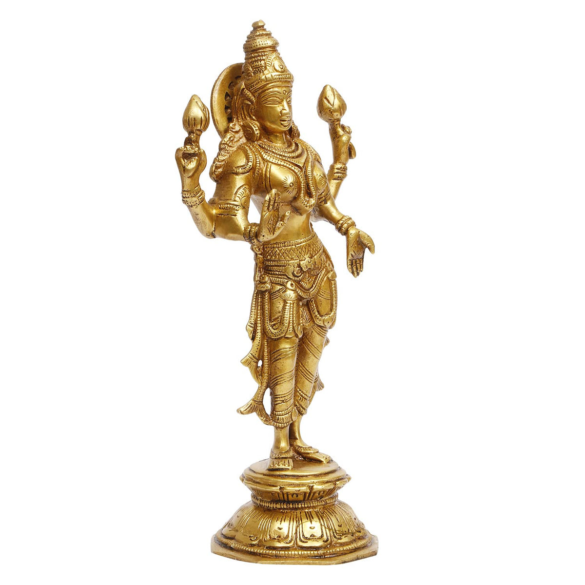 ARTVARKO Brass Maa Laxmi Murti Lakshmi Standing Blessing Idol Statue for Home Office Mandir Décor Puja Vaastu 10 Inch