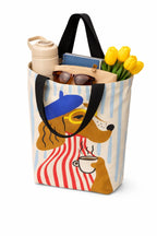 THE SACK CO. Large Canvas French Dog Print Tote Bag for Women, Tote Handbags for Women with Zipper & College, Shopping, Office