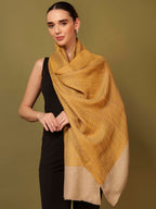 Pashmoda Women Golden Eclipse Reversible Zari Moonlight Fine Wool Stole (Size : 28x80in, 71X203cm) ZSST03