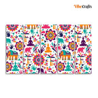 VIBECRAFTS Beautiful Madhubani Art Canvas Wall Painting Set of Five For Home|Office|Living Room|Gift (PTVC5Pcs4_8574N)