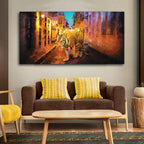 VIBECRAFTS A Tiger Walking in the Street Premium Canvas Wall Painting With Frame for Living Room Drawing Room Home|Office|Gift (PTVCH_2216)
