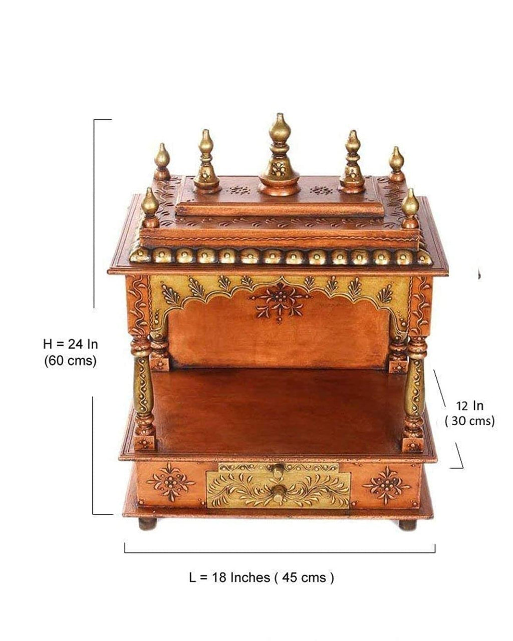 Kamdhenu Art and Craft Wooden Temple/Home Temple/Pooja Mandir/Pooja Mandap/Temple for Home (Coper) 45 x 28 x 60 cm