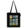 Peach Blossom Van Gogh Printed Tote Bag for Women with Zip, Stylish Cotton Handbags, Canvas Tote Bags for College (Black_VanGoghNineBoxart)