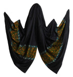 DollsofIndia Black Woolen Shawl with Paisley Design - 40 x 82 inches (NP97)