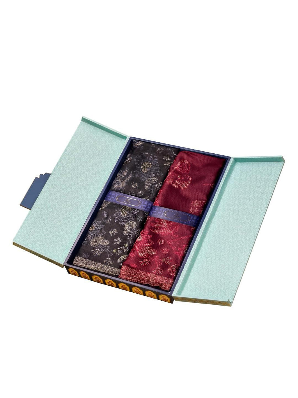 Pashmoda His and Her Gift Set of Kaani Stoles With Wooden Gift Box