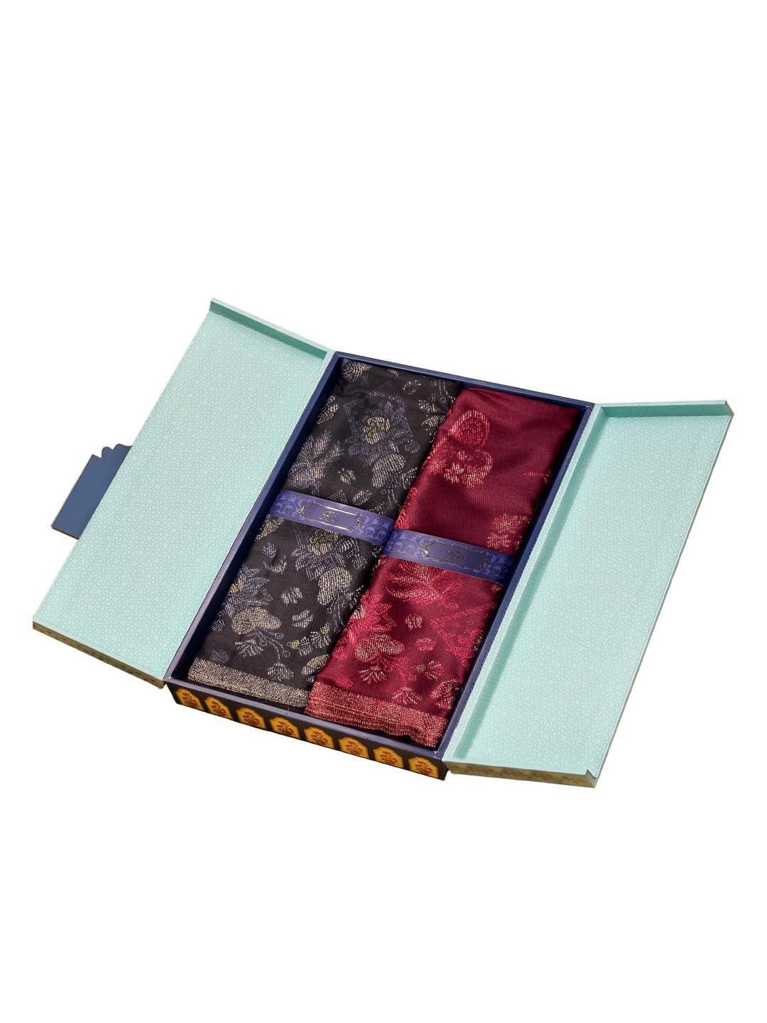 Pashmoda His and Her Gift Set of Kaani Stoles With Wooden Gift Box