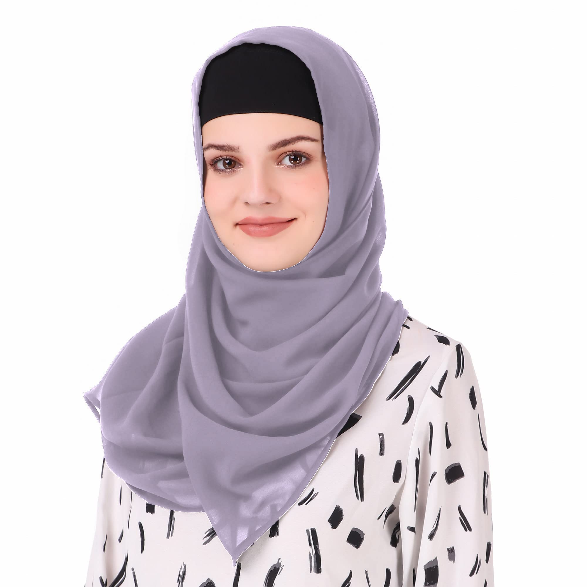 MyBatua Long Hijab in Breathable Soft Georgette large Head Wrap, Wholesale Price, 1pc Scarf HJ-020 (100x225 cm, Pale Purple)