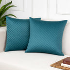 STITCHNEST Quilted Velvet Cushion Covers Set of 2 | Soft Luxury | 12x12 Inches | Premium Sofa & Living Room Décor