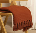 KNIT VIBES 100% Cotton Waffle Weave Sofa Throw Blanket 50x60 Inches or 125x150 cms Lightweight, Soft & Breathable Couch, Bed or Chair Throw Blanket for Living or Bedroom, Rust Kafalo