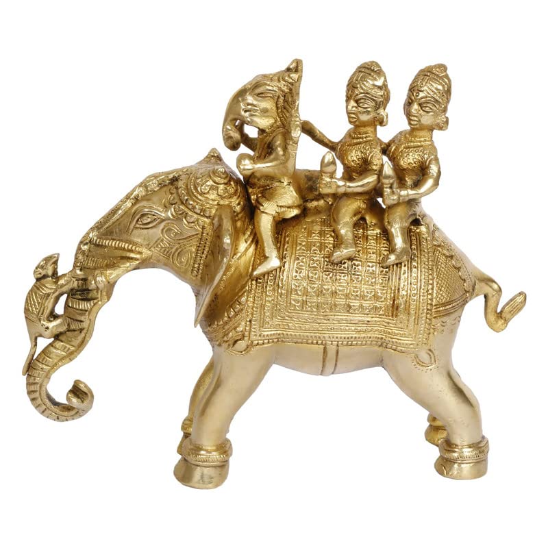 Svarup Brass Riddhi Siddhi Ganesha Idol in Gold Color Height 9 Inch Weight 2.5 Kg
