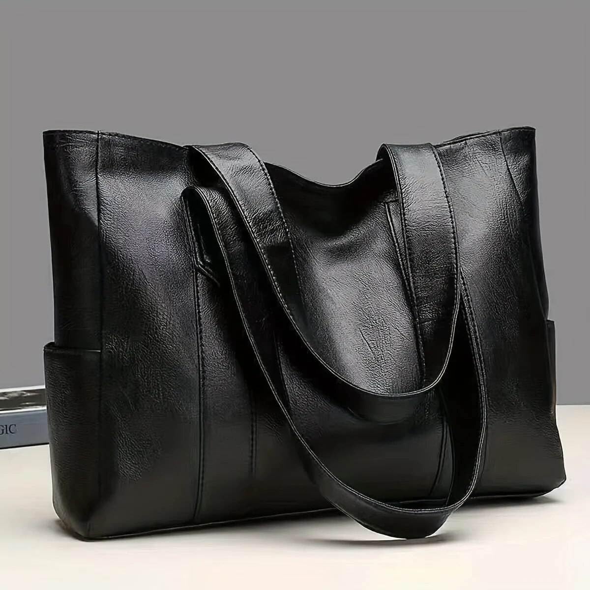 Butterfly Design Women Tote Large Leather Tote Bag, Woman's Leather Purse, Large Capacity Hand Bag (Black)