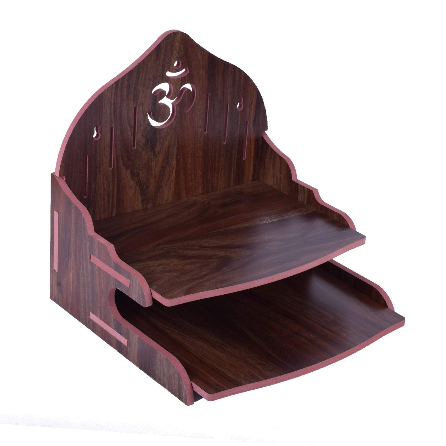 VJ Sons Wooden Wall Mounted Hanging Puja Temple Wood God Stand for Pooja Room | Mandir Devghar Stand Temple | Home Temple | Puja Mandir (Dark Brown 2)