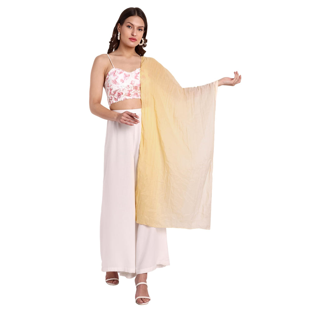 CrossKulture Ombre Yellow Polycotton Scarf for Women | Lightweight & Long | Stylish Stole Wrinkled Design | All Season Neck Scarf, Hair Scarf, & Head Scarf for Girls