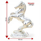 KridayKraft Jumping Horse Metal Statue for Wealth Table Top Figurine for Living Room Bedroom Home Office Animal Decorative Showpiece Feng Shui Vanstu Sculpture for Gift Purpose. (Silver)