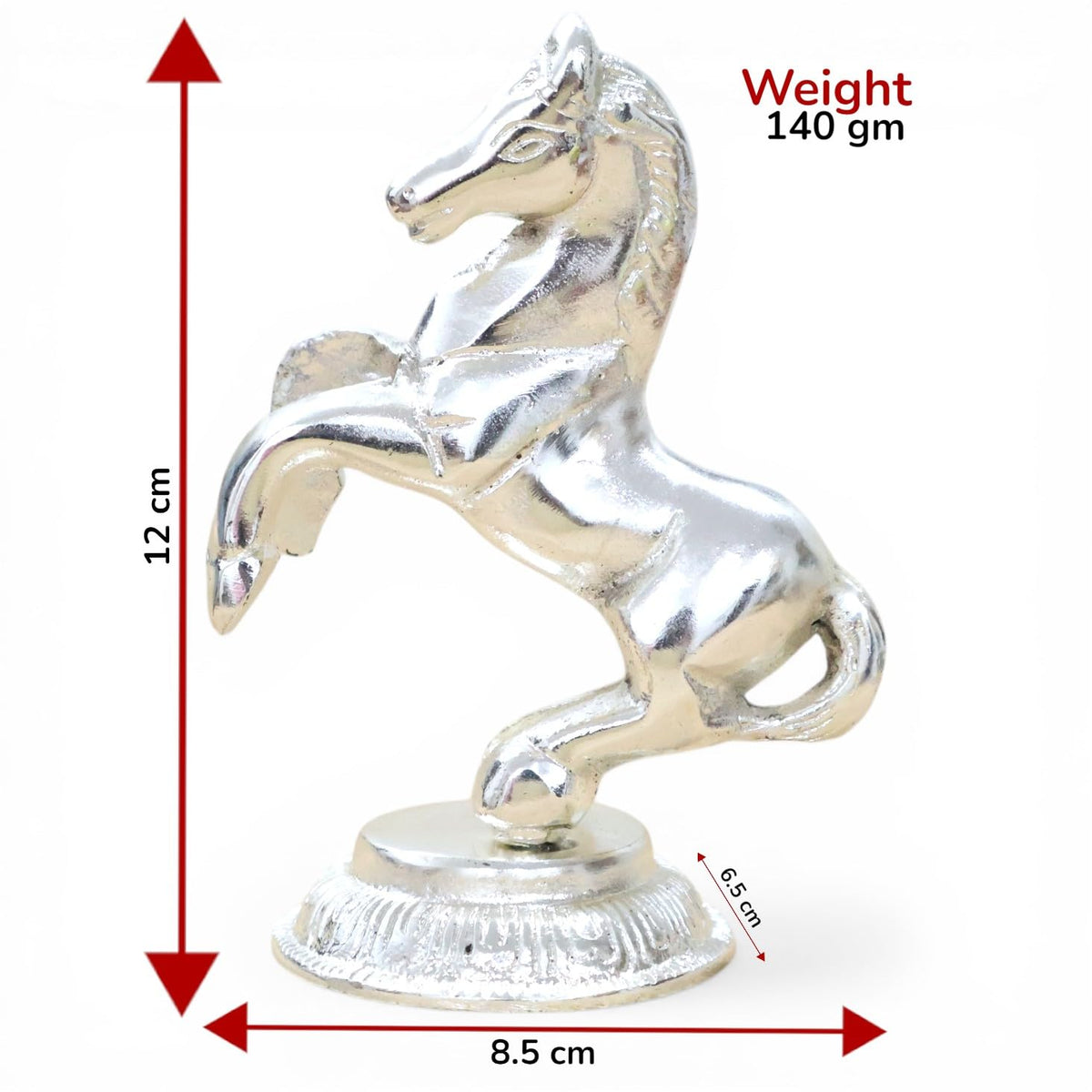 KridayKraft Jumping Horse Metal Statue for Wealth Table Top Figurine for Living Room Bedroom Home Office Animal Decorative Showpiece Feng Shui Vanstu Sculpture for Gift Purpose. (Silver)