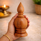 KARTHI7OCT STORE 7 Inch Polished Teak Wood Temple Kalash Finial – Handcrafted Wooden Dome – Pooja Kalasam for Home Mandir & Gopuram – Antique Furniture Decor – 3 Inch Base