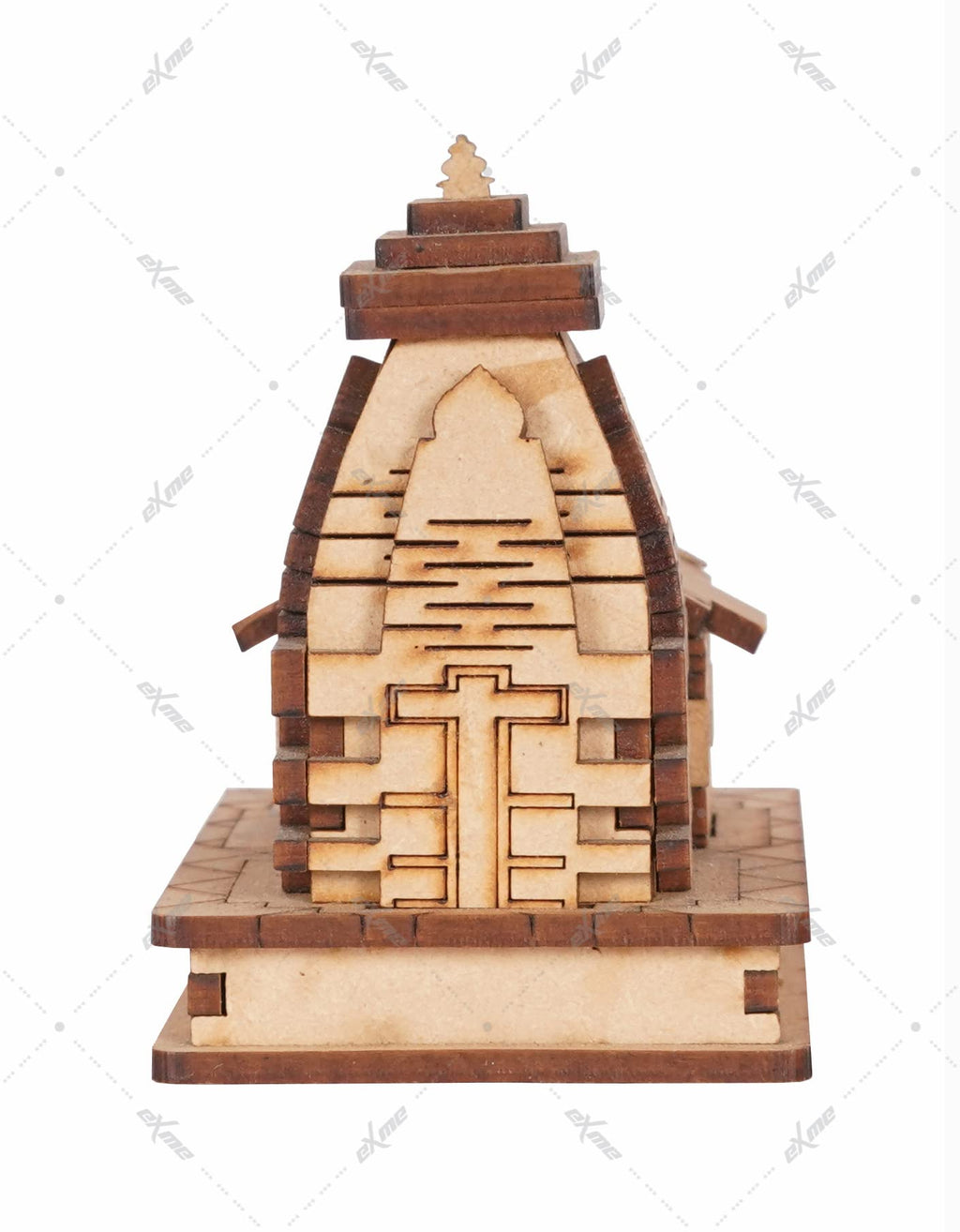 eXme Pine Wood Shree Kedarnath Temple 3D Model || Kedarnath Temple 3D Structure || Shree Kedarnath Mandir ( Pack of 1, Brown)