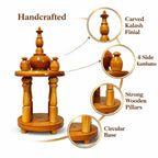 Handcrafted Wooden Mini Temple for Home | Traditional Pooja Mandir with Fine Detailing | Ideal for Home Decor, Prayer & Gifting