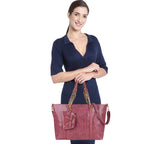 ALIZA Spacious handbag shoulder tote bag with a pouch for Girls and Women (PURPLE)