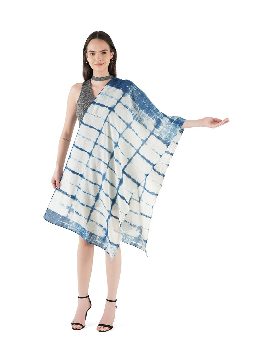 RAI SAHAB Printed Cotton Scarf for Women, Lightweight Soft Scarves Stoles for Summer & Winter(ST-0013BLUE)