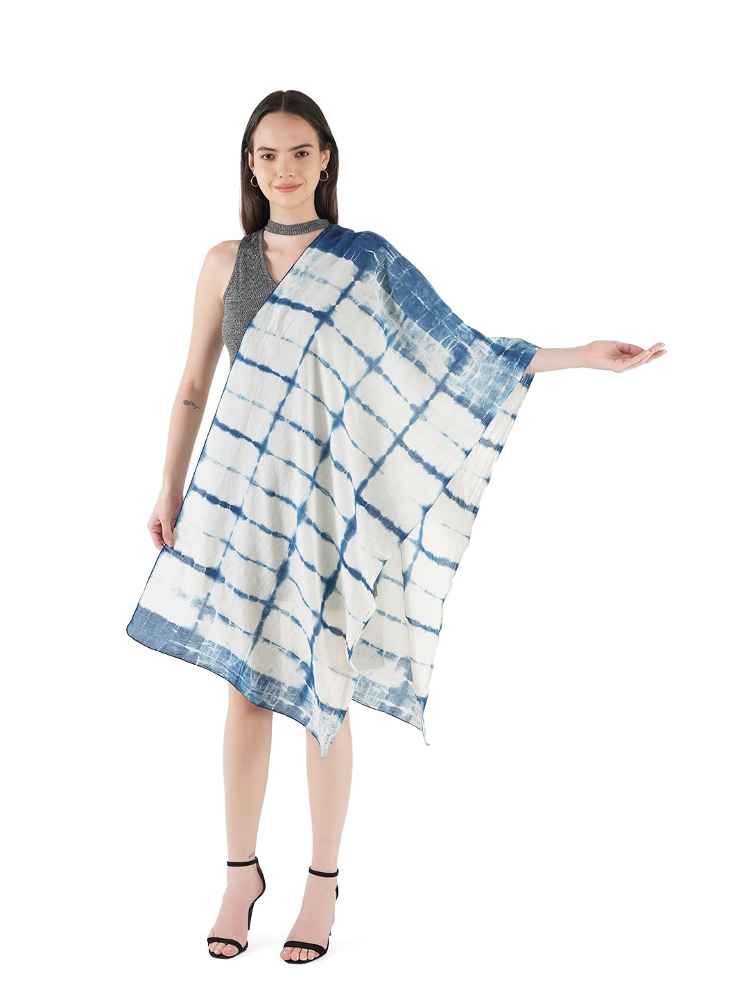 RAI SAHAB Printed Cotton Scarf for Women, Lightweight Soft Scarves Stoles for Summer & Winter(ST-0013BLUE)